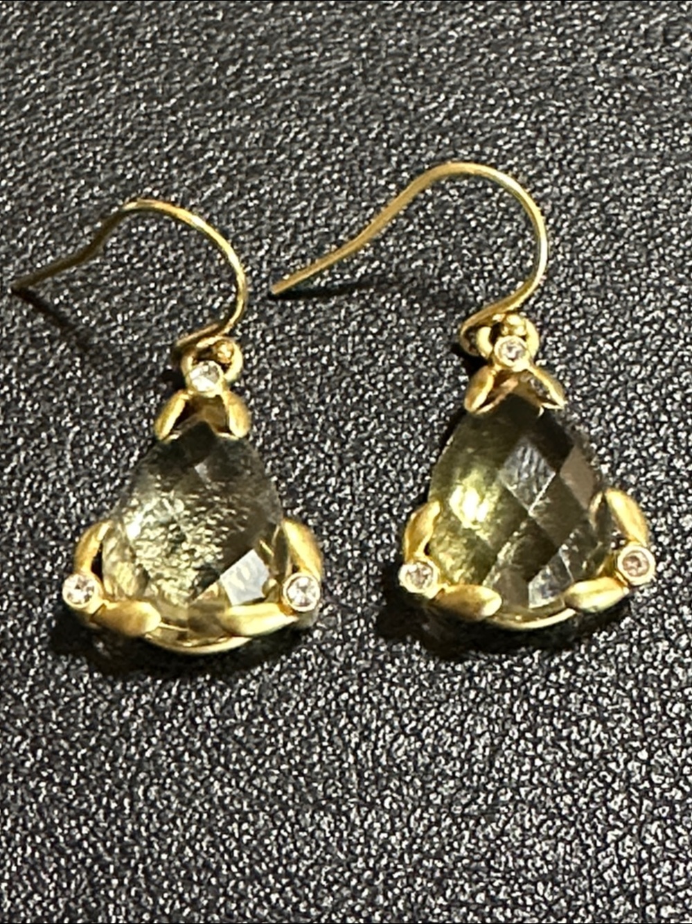 Faceted Yellow Quartz Teardrop Drop Earrings